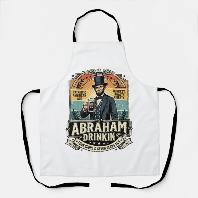 Patriotic Abraham Drinkin Retro Distressed Apron (Front)