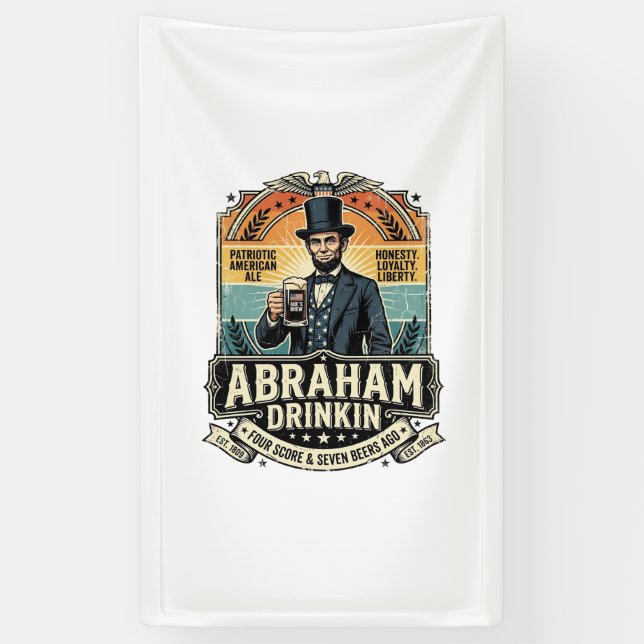 Patriotic Abraham Drinkin Retro Distressed Banner (Vertical)