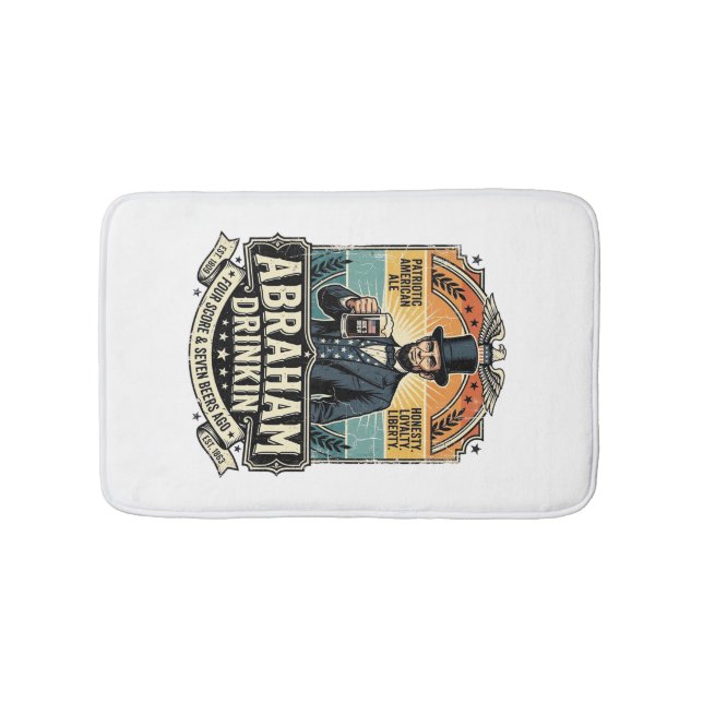 Patriotic Abraham Drinkin Retro Distressed Bath Mat (Front)