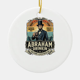 Patriotic Abraham Drinkin Retro Distressed Ceramic Tree Decoration