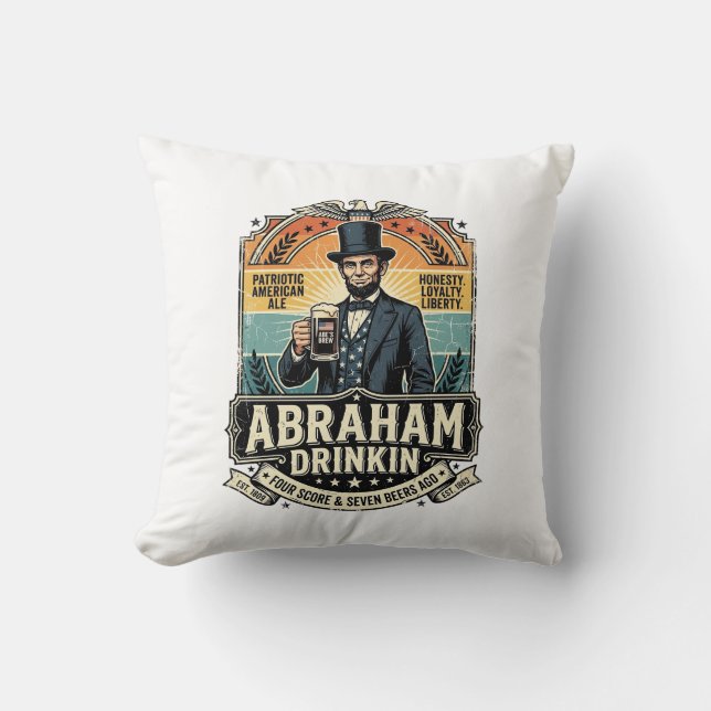 Patriotic Abraham Drinkin Retro Distressed Cushion (Front)