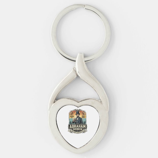 Patriotic Abraham Drinkin Retro Distressed Key Ring (Front)