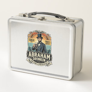 Patriotic Abraham Drinkin Retro Distressed Metal Lunch Box