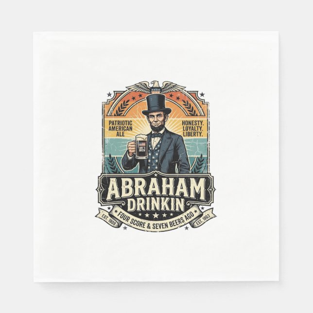 Patriotic Abraham Drinkin Retro Distressed Napkin (Front)