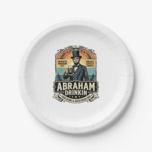 Patriotic Abraham Drinkin Retro Distressed Paper Plate