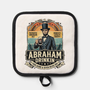 Patriotic Abraham Drinkin Retro Distressed Pot Holder