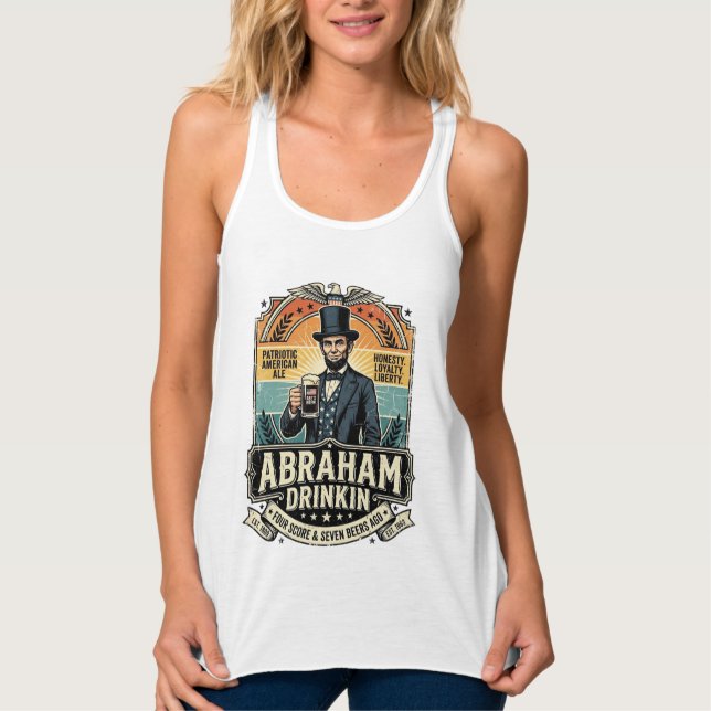 Patriotic Abraham Drinkin Retro Distressed Singlet (Front)