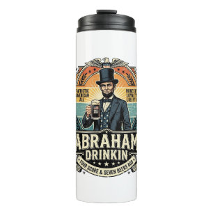 Patriotic Abraham Drinkin Retro Distressed Thermal Tumbler