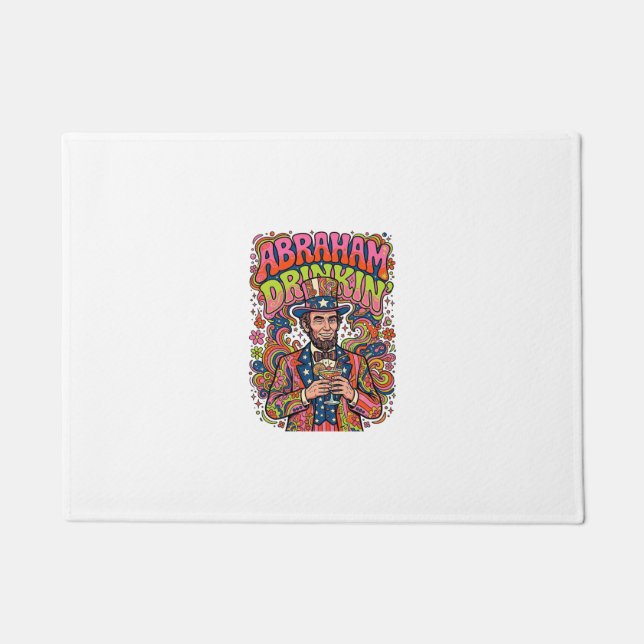 Patriotic Abraham Drinkin Retro Doormat (Front)