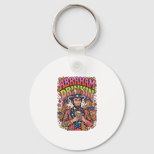 Patriotic Abraham Drinkin Retro Key Ring (Front)