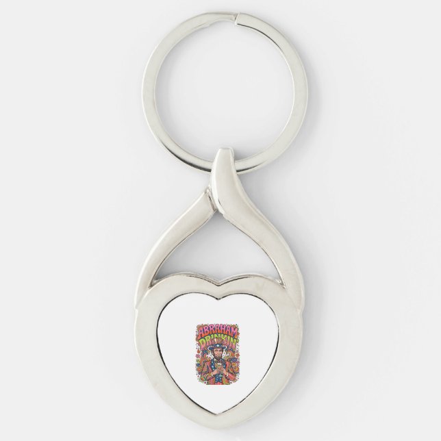 Patriotic Abraham Drinkin Retro Key Ring (Front)