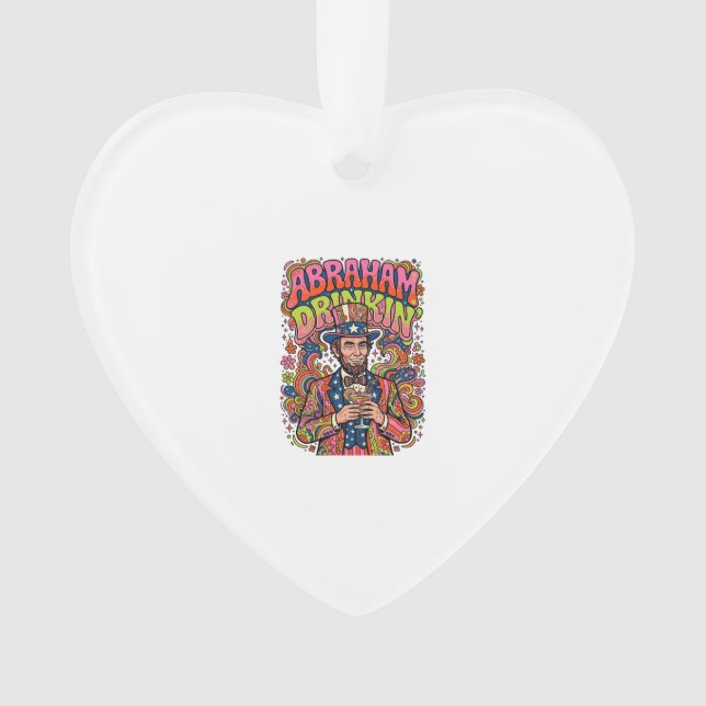 Patriotic Abraham Drinkin Retro Ornament (Front)