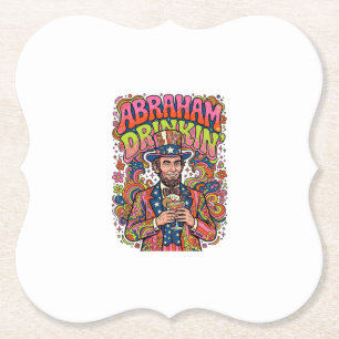 Patriotic Abraham Drinkin Retro Paper Coaster