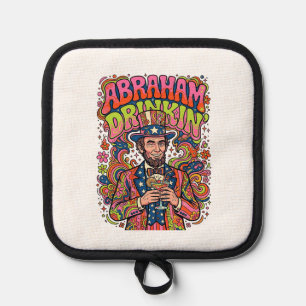Patriotic Abraham Drinkin Retro Pot Holder