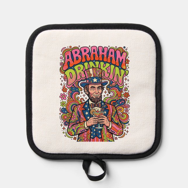 Patriotic Abraham Drinkin Retro Pot Holder (Front)