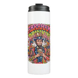 Patriotic Abraham Drinkin Retro Thermal Tumbler