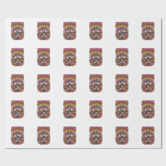 Patriotic Abraham Drinkin Retro Wrapping Paper (Flat)
