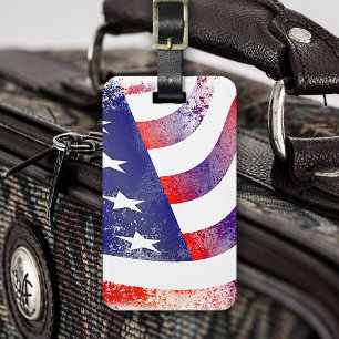 Patriotic Abstract American Flag Grunge Luggage Tag