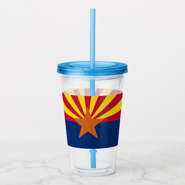 Patriotic Acrylic Tumbler with Arizona flag, USA (Front)