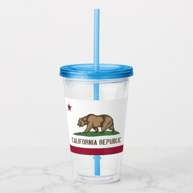 Patriotic Acrylic Tumbler with flag of California (Front)