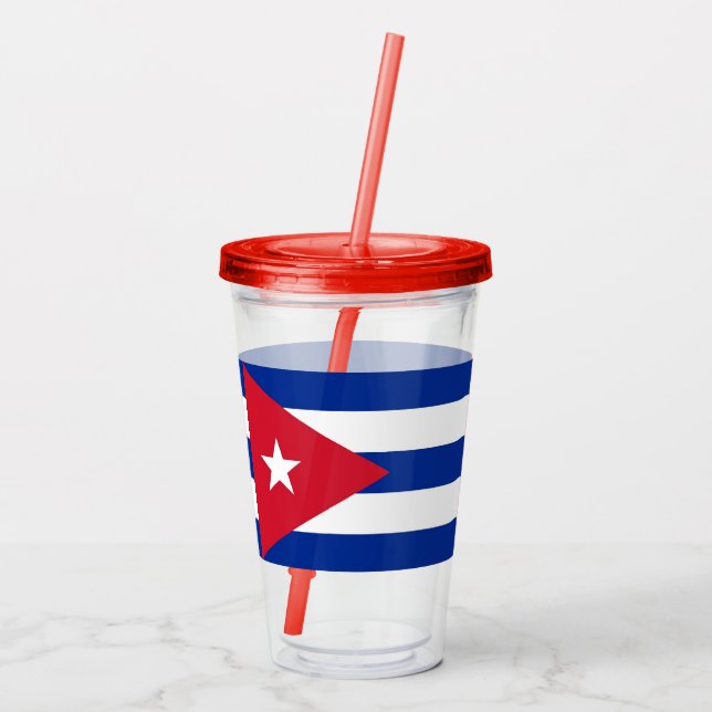 Patriotic Acrylic Tumbler with flag of Cuba (Back)