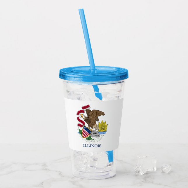 Patriotic Acrylic Tumbler with flag of Illinois (Front Ice)
