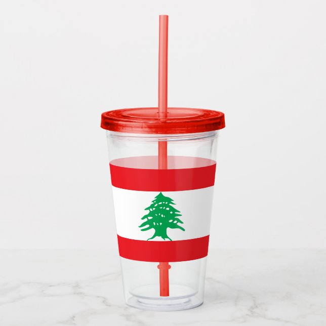 Patriotic Acrylic Tumbler with flag of Lebanon (Front)
