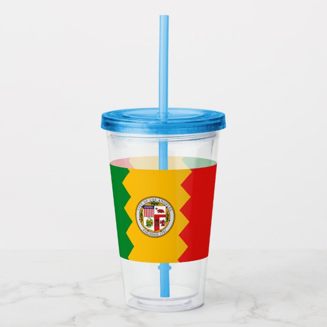 Patriotic Acrylic Tumbler with flag of Los Angeles (Front)