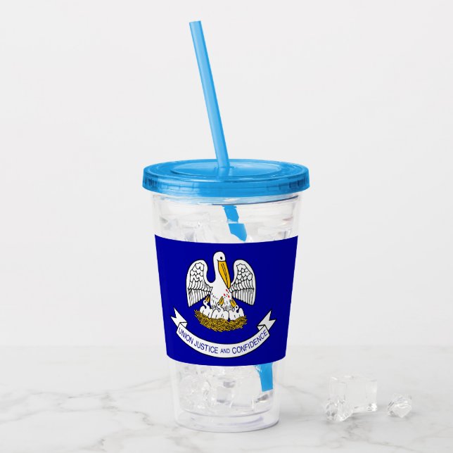 Patriotic Acrylic Tumbler with flag of Louisiana (Front Ice)