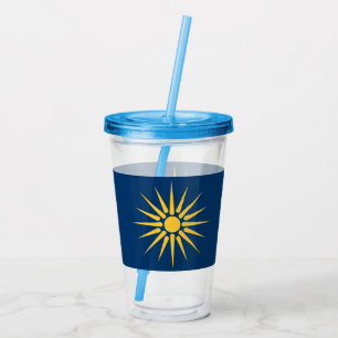 Patriotic Acrylic Tumbler with flag of Macedonia