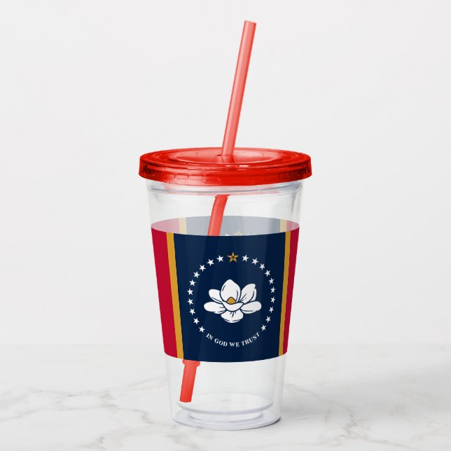 Patriotic Acrylic Tumbler with flag of Mississippi (Back)