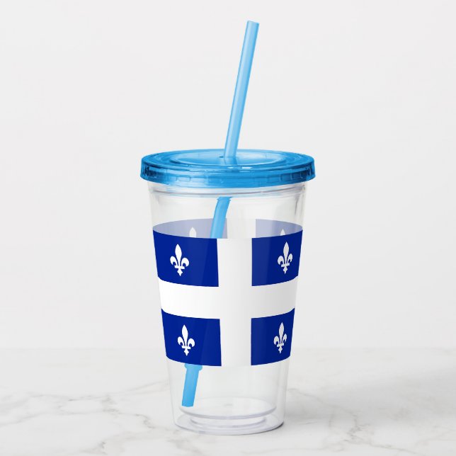 Patriotic Acrylic Tumbler with flag of Quebec (Back)