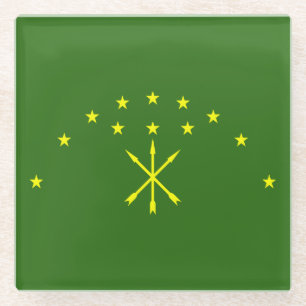 Patriotic Adygea Flag Glass Coaster