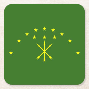 Patriotic Adygea Flag Square Paper Coaster