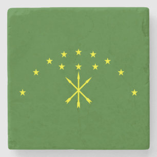 Patriotic Adygea Flag Stone Coaster