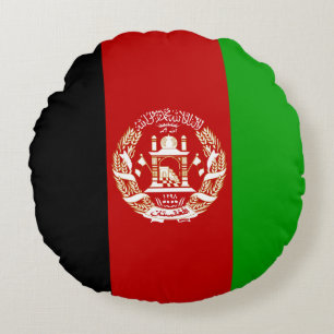 Patriotic Afghanistan Flag Round Cushion
