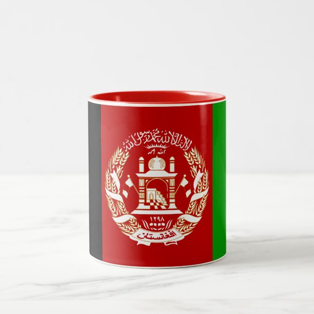 Patriotic Afghanistan Flag Two-Tone Coffee Mug (Center)