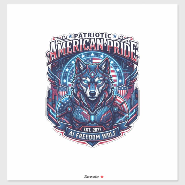 Patriotic Ai Freedom Wolf Cyberpunk Future Freedom (Sheet)