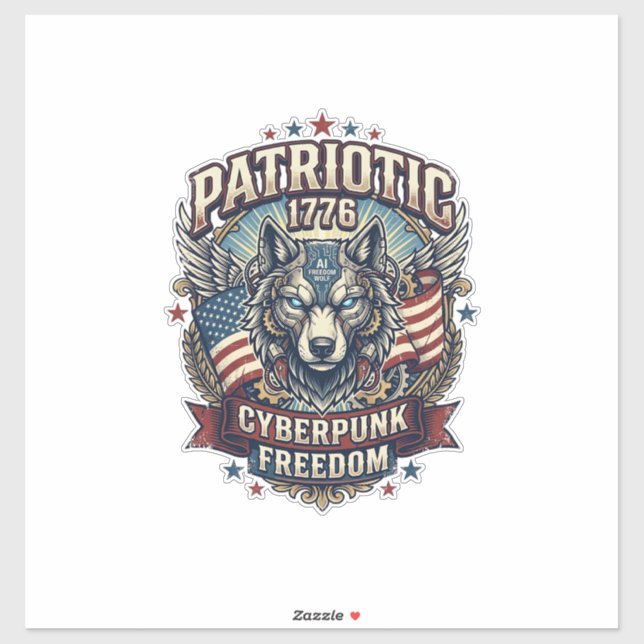 Patriotic Ai Freedom Wolf Cyberpunk Future Freedom (Sheet)