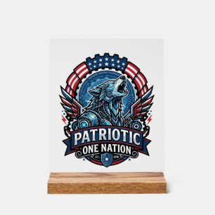 Patriotic Ai Freedom Wolf Cyberpunk Future Freedom Acrylic Sign