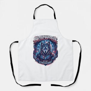 Patriotic Ai Freedom Wolf Cyberpunk Future Freedom Apron