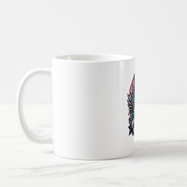 Patriotic Ai Freedom Wolf Cyberpunk Future Freedom Coffee Mug (Left)
