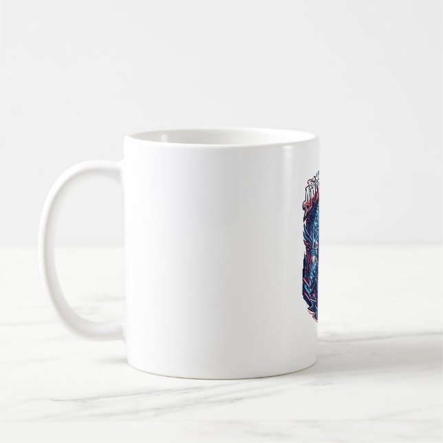 Patriotic Ai Freedom Wolf Cyberpunk Future Freedom Coffee Mug (Left)