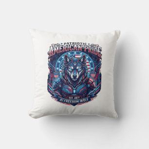 Patriotic Ai Freedom Wolf Cyberpunk Future Freedom Cushion