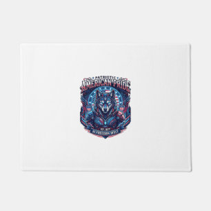 Patriotic Ai Freedom Wolf Cyberpunk Future Freedom Doormat