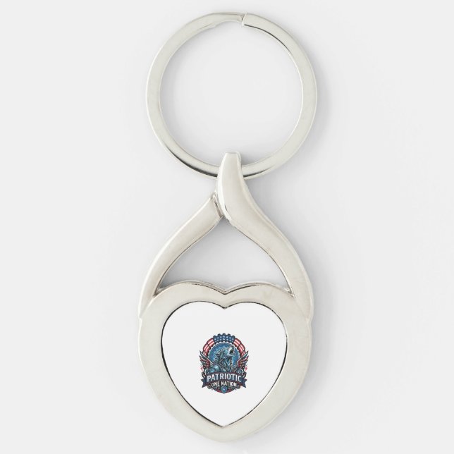 Patriotic Ai Freedom Wolf Cyberpunk Future Freedom Key Ring (Front)