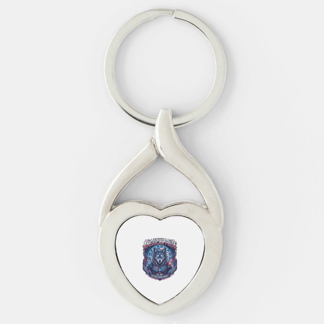 Patriotic Ai Freedom Wolf Cyberpunk Future Freedom Key Ring (Front)