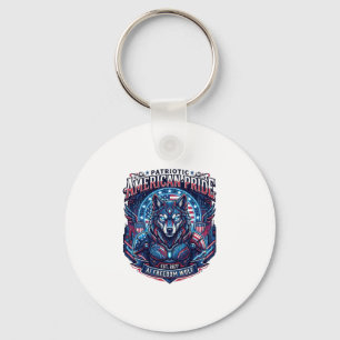 Patriotic Ai Freedom Wolf Cyberpunk Future Freedom Key Ring