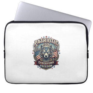 Patriotic Ai Freedom Wolf Cyberpunk Future Freedom Laptop Sleeve