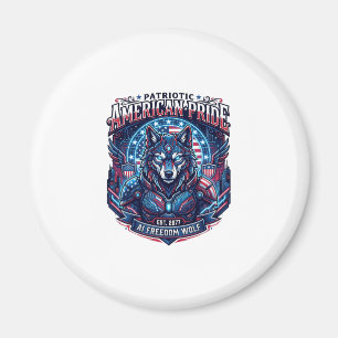Patriotic Ai Freedom Wolf Cyberpunk Future Freedom Magnet